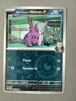 Pokemon TCG * Destined Rivals 117/182 Team Rocket's Nidoran * REVERSE HOLO * NM - Image 1