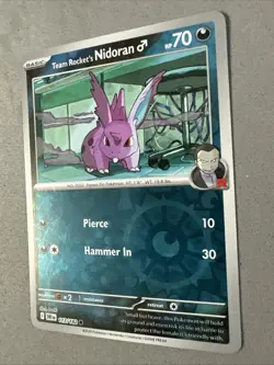 Pokemon TCG * Destined Rivals 117/182 Team Rocket's Nidoran * REVERSE HOLO * NM - Image 2