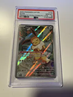 2025 SVP EN Prismatic Evolutions Pokemon Center ETB #173 Eevee PSA 10 Gem Mint - Image 1