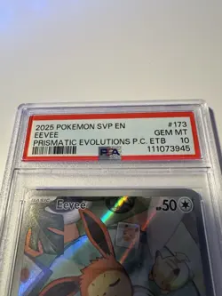 2025 SVP EN Prismatic Evolutions Pokemon Center ETB #173 Eevee PSA 10 Gem Mint - Image 5