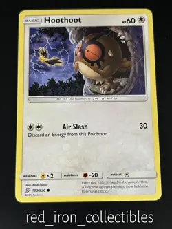 Hoothoot 165/236 Common Unified Minds Sun & Moon Pokemon Card 2019 - Image 1