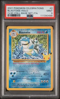 pokemon blastoise 2/102 psa 9 gran festa celebrations 25th ita stamped pikachu - Image 1