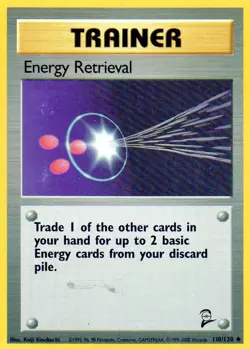Pokemon Energy Retrieval Card Trainer 110/130 Base Set 2 WOTC - Image 1