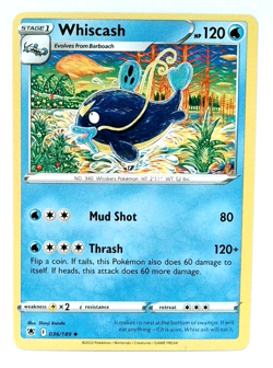 Pokemon Whiscash Card 036/189 Sword & Shield Astral Radiance TCG - Image 1