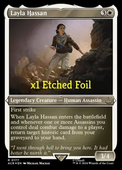 MTG Etched Foil Universes Beyond: Assassin's Creed ACR Layla Hassan MINT - Image 1
