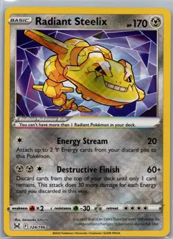 Radiant Steelix 124/196 - Pokemon TCG SWSH11: Lost Origin - Radiant Rare (NM) - Image 1