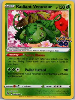 Radiant Venusaur 004/078 - Pokemon GO TCG - Radiant Rare (NM) - Image 1