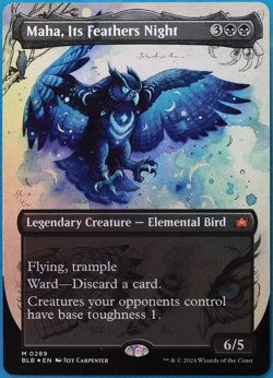 Maha, Its Feathers Night (Borderless) FOIL Bloomburrow MINT (503619) ABUGames - Image 1