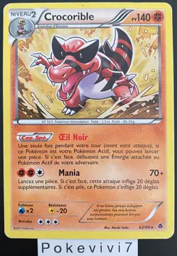 Carte Pokemon CROCORIBLE 62/98 Holo Mosaique Noir et Blanc N&B FR OCCASION - Image 1
