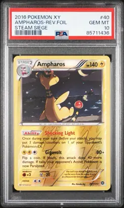 2016 Pokemon XY Steam Siege Amparos Rev. Foil-PSA Gem Mint 10 !POP 6! - Image 1