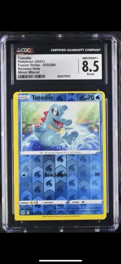 Pokemon MISCUT POP 1 Totodile Square Cut Error Rare CGC Graded 1/1 Fusion Strike - Image 1