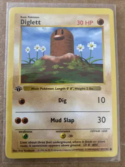 Pokemon TCG Diglett Base Set, 1st Edition 47/102 Never Played Near Mint - Image 1