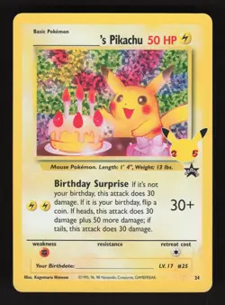 Birthday Pikachu 24 Pokemon Celebrations Collection Holo Card - Image 1