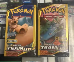 Pokemon TCG Sun & Moon Team Up 3 Card Per Packs Lot 2x New Factory Sealed - Image 1