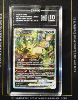 2023 POKEMON SWORD & SHIELD CROWN ZENITH #GG35 FULL ART/LEAFEON VSTAR TAG 10 - Image 1