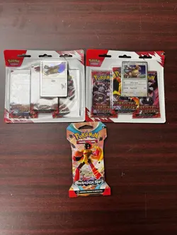 2 Pokemon TCG: Destined Rivals 3 Pack Blister And Paradox Rift SLEEVE - Image 1