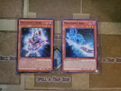 YUGIOH MAGICIANS ROD LED6 UNLIMITED + MAGICIANS ROBE MP17 COMMON 1ST ED NM - Image 1