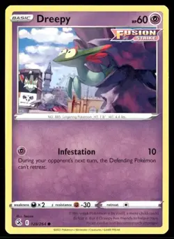 2021 Fusion Strike Set Pokemon Card 128 Dreepy NM - Image 1