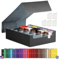 TiMOVO 3800+ MTG Card Storage Box - 5-Row Magnetic Leather Case with 24 Dividers - Image 1