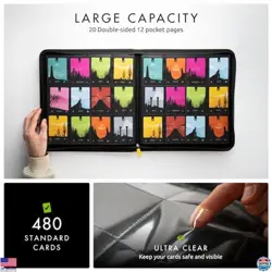 Vault X 12 Pocket Trading Card Zip Binder - 480 cards, Premium Exo-Tec Album - Image 3
