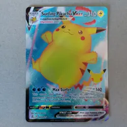 Pikachu 009/025 Rare VMAX Holo Surfing Celebrations Collectible Pokemon Card - Image 1