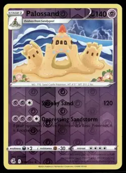 2021 Fusion Strike Set Pokemon Card 126 Palossand Reverse Foil NM - Image 1