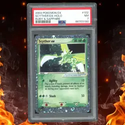 2003 Pokemon Ruby & Sapphire SCYTHER EX 102/109 Holo PSA 7 - Image 1