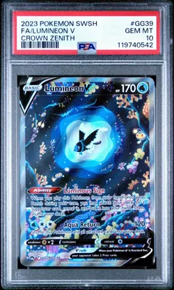 2023 Pokemon SWSH Crown Zenith Lumineon V Galarian Gallery #GG39/GG70 PSA 10 - Image 1