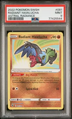 2022 Pokemon Radiant Hawlucha #081 Astral Radiance PSA 9 Graded Card - Image 1