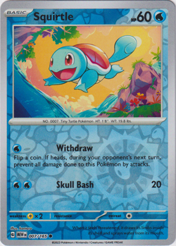 Squirtle Reverse Holo NM 007/165 Scarlet & Violet 151 Pokemon Card - Image 1