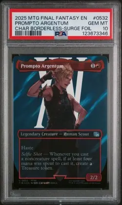 Prompto Argentum Borderless Surge Foil MTG Final Fantasy PSA 10 - Image 1