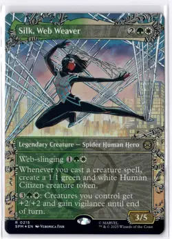 Silk, Web Weaver (Borderless) 215 MTG Marvel's Spider-Man FOIL NM/M - Image 1