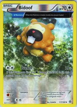 Bidoof 117/160 Uncommon - Pokemon TCG XY: Primal Clash - Reverse Holo (LP) - Image 1