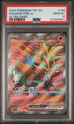 PSA 10 GEM MINT Gouging Fire ex Ultra Rare 188/162 Temporal Forces TEF Pokemon - Image 1