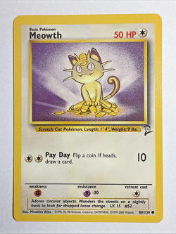 BASE SET 2 - NM - Meowth 80/130 Pokemon Vintage WOTC English (US Seller) - Image 1