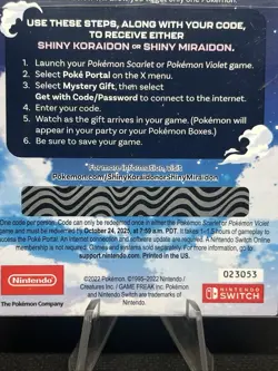 Pokemon Scarlet And Violet Code Shiny Koraidon or Miraidon UNSCRATCHED BRAND NEW - Image 4