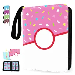 4 Pocket Card Binder 400 Card Holder Album, Pink Donut Trading Cards Holder Z... - Image 1