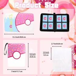 4 Pocket Card Binder 400 Card Holder Album, Pink Donut Trading Cards Holder Z... - Image 4
