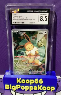 Pokemon Eevee Black Star Promos 2025 #173 Prismatic Evolutions ETB CGC 8.5 - Image 1