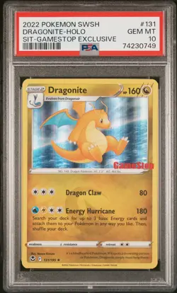 2022 POKEMON SWORD & SHIELD SILVER TEMPEST #131 DRAGONITE-HOLO PSA 10 - Image 1