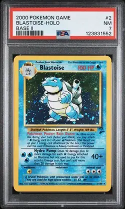 2000 POKEMON GAME BASE II #2 BLASTOISE-HOLO BASE II PSA 7 - Image 1