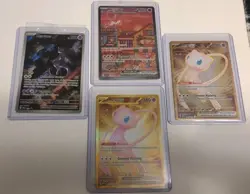 Pokemon 151 3 Card Promo Set Gold Metal,Mew,Mewtwo plus MEW ex 205/165 Rare - Image 1