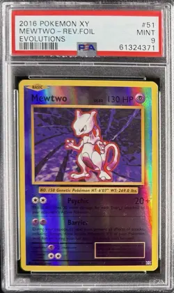 2016 Pokemon XY Evolutions Mewtwo Reverse Foil PSA 9 MINT - Image 1