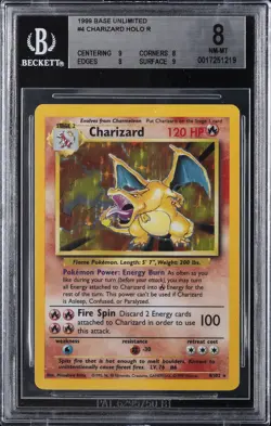 1999 POKEMON BASE SET UNLIMITED CHARIZARD BGS 8 - Image 1