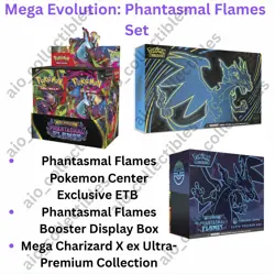 Phantasmal Flames: Pokemon Center ETB + Booster Box+ Mega Charizard UPC PREORDER - Image 1
