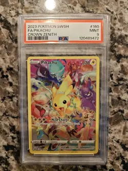 2023 POKEMON SWORD & SHIELD CROWN ZENITH #160 FULL ART PIKACHU PSA 9 - Image 1