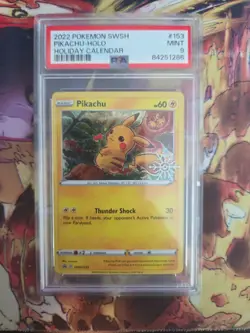 Pokemon - Holiday Calendar - Pikachu SWSH153 - 2022 Promo Holo - PSA 9 - Image 1