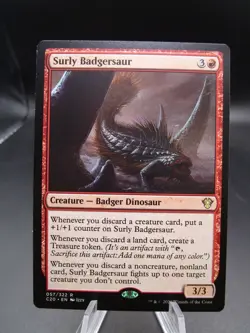 MTG Surly Badgersaur (Regular, #57, NM) Commander 2020 - Image 1