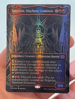 1X OIL SLICK RAISED FOIL Solphim, Mayhem Dominus MINT MTG Magic ONE Phyrexia EDH - Image 1