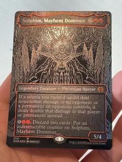 1X OIL SLICK RAISED FOIL Solphim, Mayhem Dominus MINT MTG Magic ONE Phyrexia EDH - Image 2